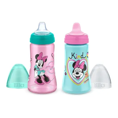 Kit 2 Copos Colors Bico De Silicone Disney Minnie